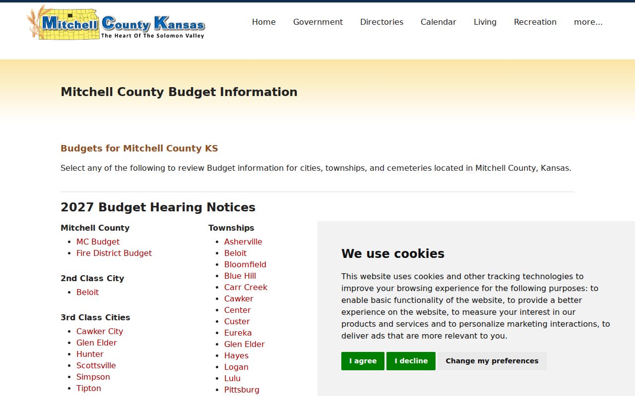 Mitchell County official budget information page