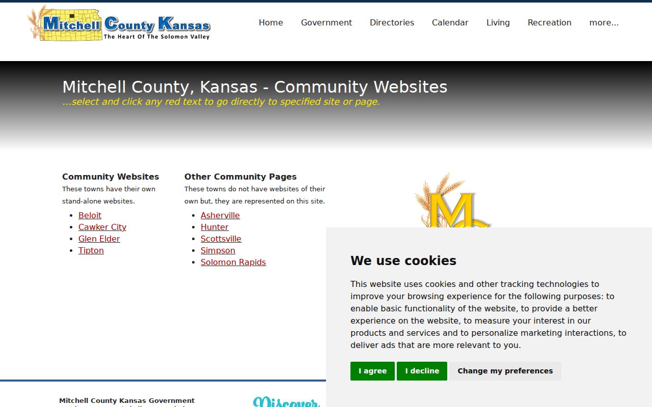 Mitchell County official community websites directory