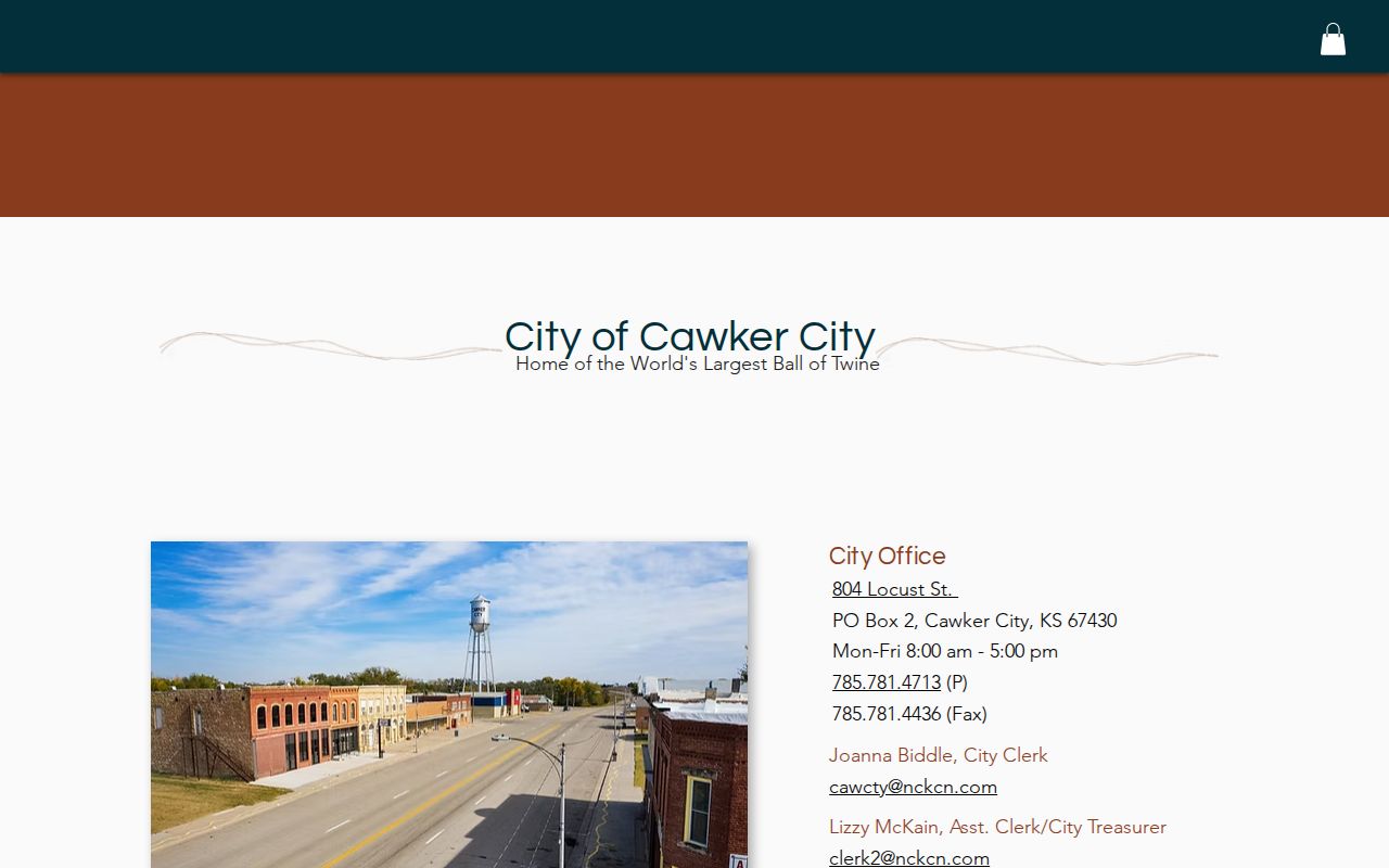 Cawker City information page with city office details