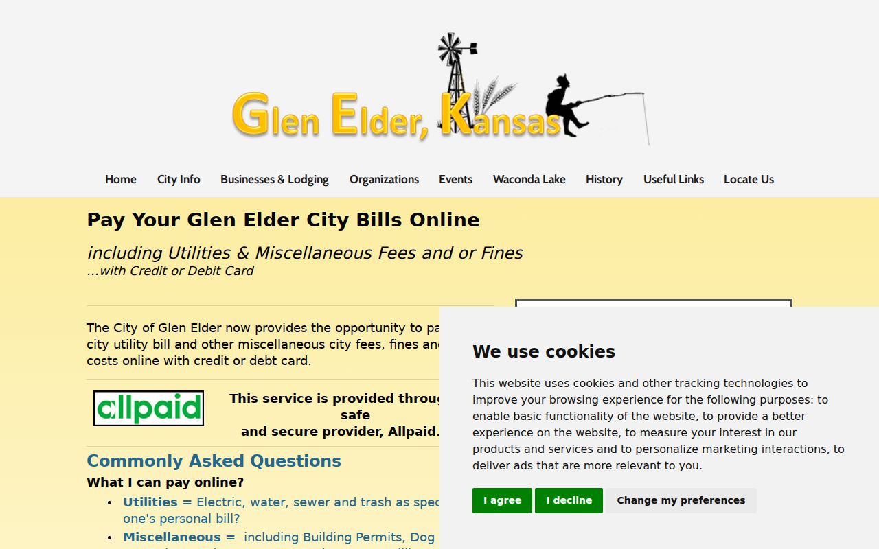 Glen Elder payment page directing court payments to AllPaid