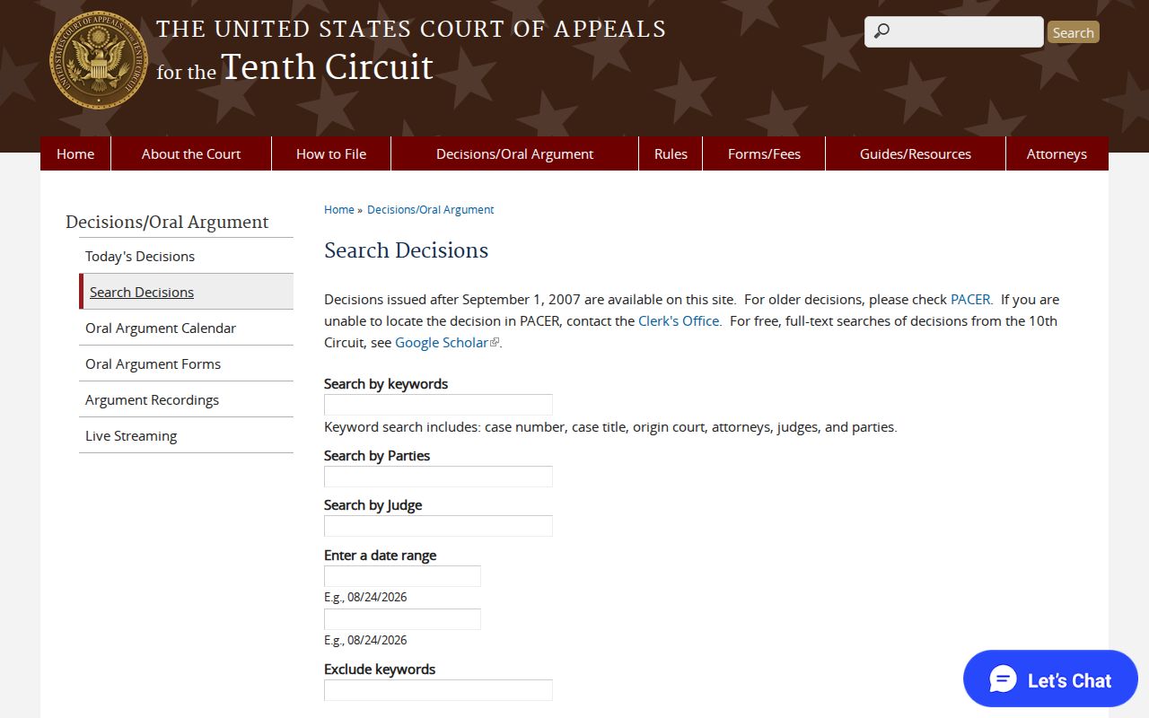 Mitchell County court schedule federal appellate source