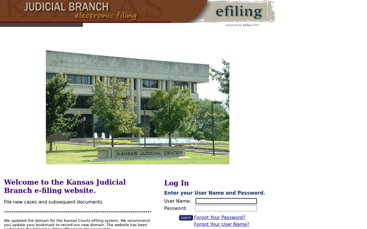 Kansas Judicial Branch eFlex authorized filing portal
